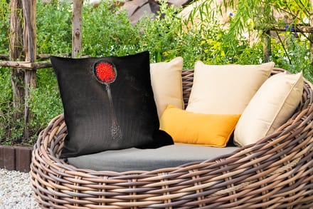 Sierkussen Buiten - Zwart - Lepel - Caviar - 60x60 cm - Weerbestendig