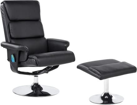 LEGEND - Relaxfauteuil met voetenbank - Zwart - Kunstleer