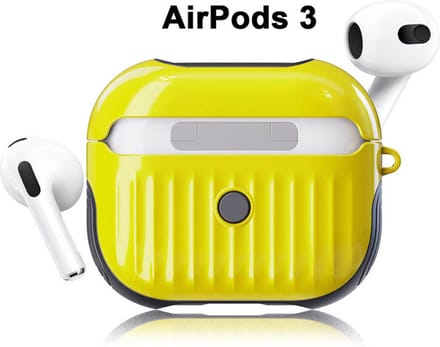 Koffer case cover - Apple Airpods 3 - geel siliconen - met musketon