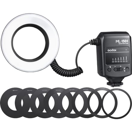 Godox ML-150II Universele Macro Ring Flitslicht 11 Niveaus Instelbare Helderheid GN12 Snelle Recycle zwart