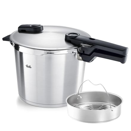 Fissler Vitaquick Premium Snelkookpan met Stoominzet en driepoot 6L