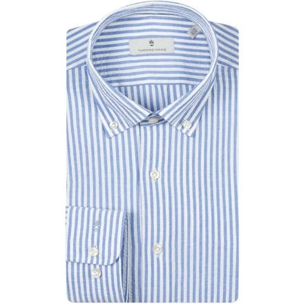 Thomas Maine Overhemd Torino Button Down Seersucker Stripe Navy / male