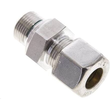 14S & M20x1.5 RVS Rechte Knelfitting Buitendraad 400bar FKM ISO 8434-1
