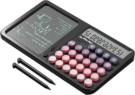Rekenmachine met blocnote - Wiskunde assistent - Notities maken - Geïntegreerd handschriftbord - Groot display - Zwart