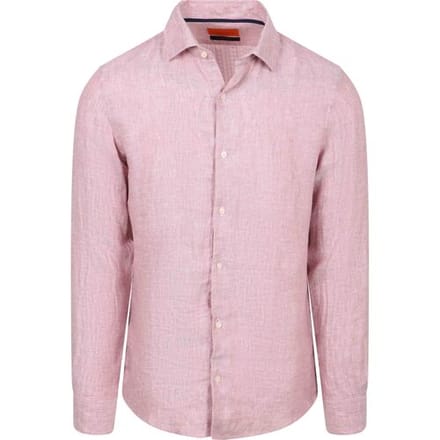 Suitable Overhemd Linnen Roze - Maat 40 - Heren - Overhemden Formeel