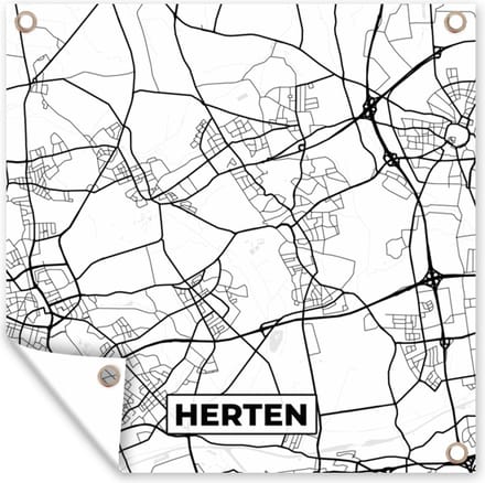 Tuindoek Plattegrond - Kaart - Herten - Stadskaart - 100x100 cm