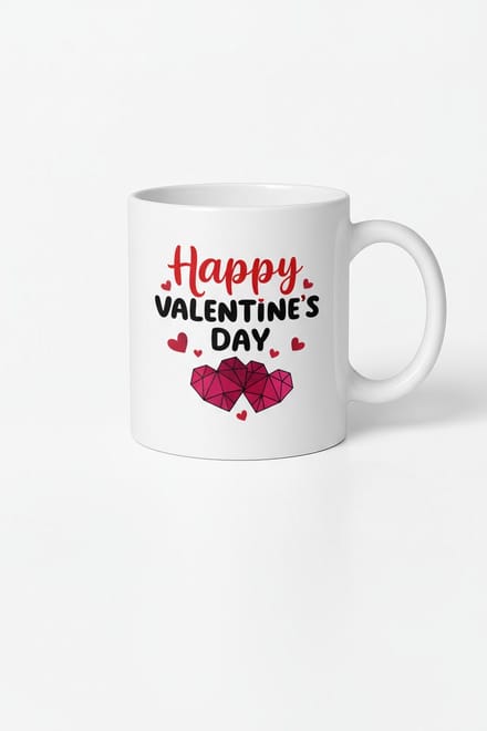 Valentijnsdag Mok - Happy Valentine's Day Beker met Liefdevolle Harten Design - Perfect Cadeau