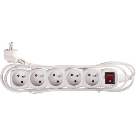 Rallonge 5 prises avec interrupteur Schuko 2M /H05Vv-F 3G1/ Blanc P1512