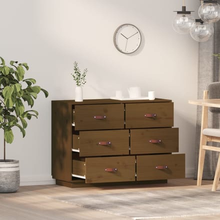 vidaXL - Dressoir - 100x40x75 - cm - massief - grenenhout - honingbruin