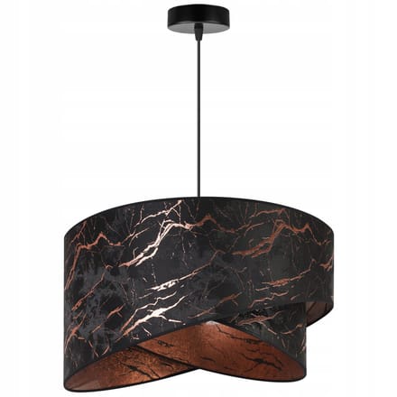 Light Home WERONA - Hanglamp 1-Lichts - Stoffen Kap Ø45 cm Zwart/Koper - E27 - Metaal