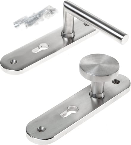 Knop-/krukgarnituur roestvaststaal massief hks-model afgerond PC55
