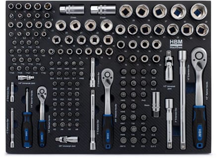 HBM inlay met doppenset, ratelset 145-delig