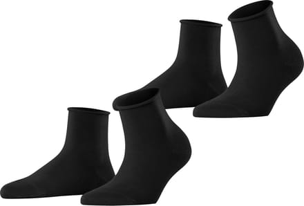Esprit Basic Pure 2-Pack drukvrije rolrand katoen multipack sokken dames zwart - maat 35-38