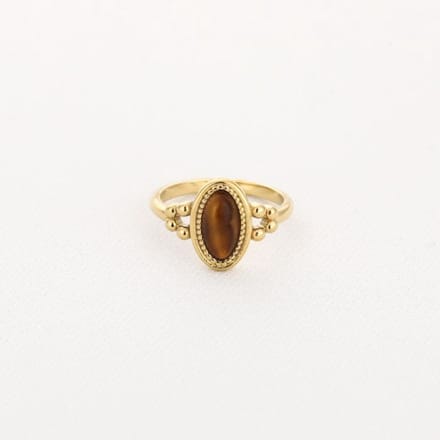 Bijoutheek Ring (Sieraad) Tribal Dots Tigers Eye