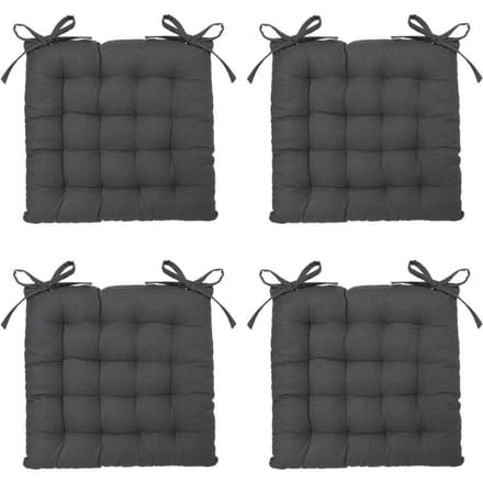 Eazy Living Stoelkussen Basile Donker Grijs – 38 cm x 38 cm – 4 Stuks