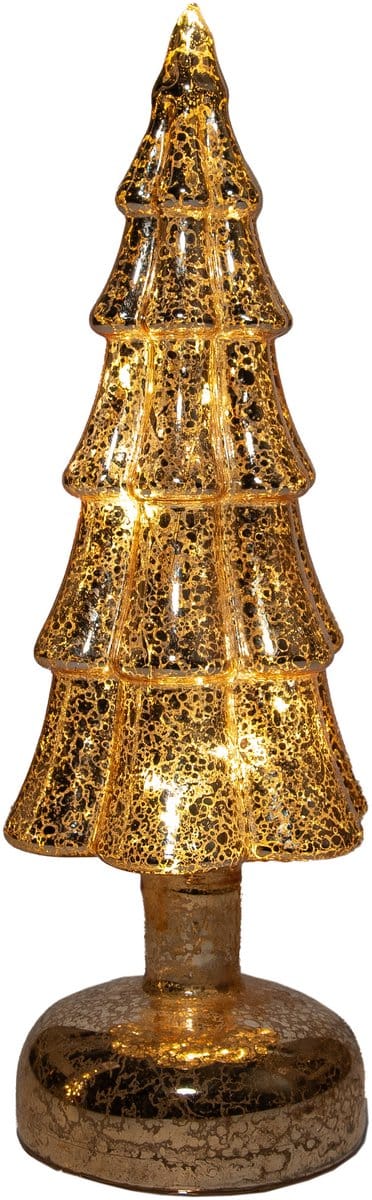 Anna's Collection Kerstboom beeldje - goud - met LED licht - H27.5 cm - glas - decoratie