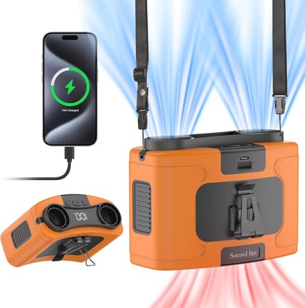 Draagbare Taille Ventilator 20000 mAh - Oplaadbare Koelventilator met 10 Snelheden en Duurzame Batterij