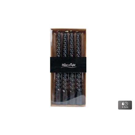Tafelkaars twist zwart 4uur 4stuks 2x2x20cm