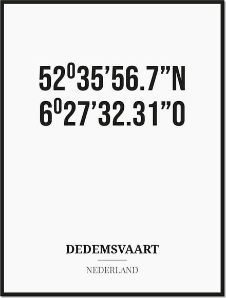 Poster/kaart DEDEMSVAART met coördinaten