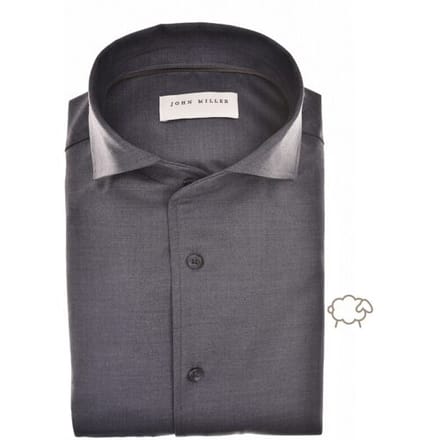 John Miller Overhemd Slim Faux Uni Wool Blend Navy / male