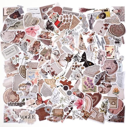 Dailygoods- Stickers 120 stuks vintage - Waterdichte stickers