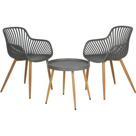 Comfortabele Tuinset 3-delig - 2 kuipstoelen+tafel - Grijs