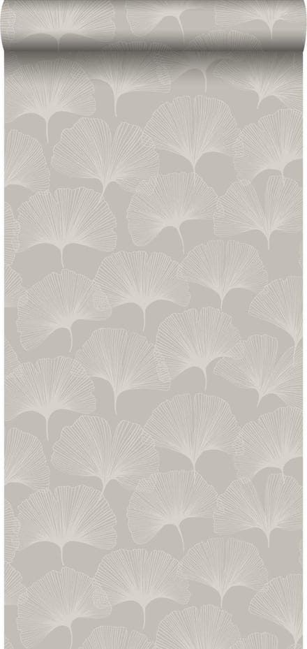 Origin Wallcoverings behang ginkgo bladeren glanzend grijs - 347749 - 0,53 x 10,05 m