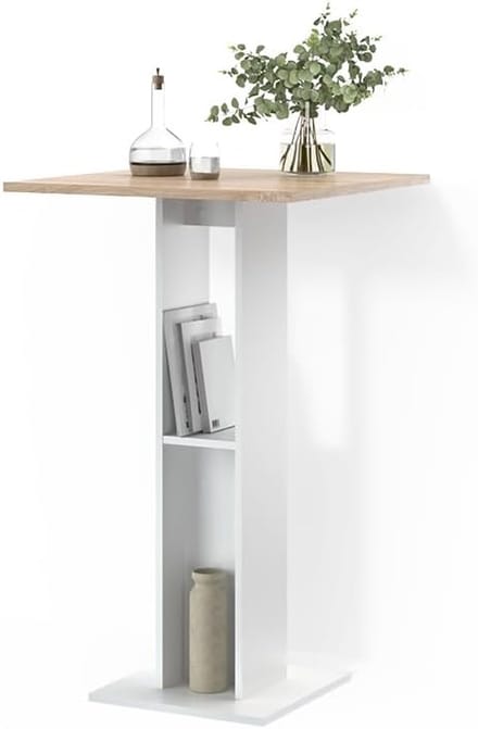 Bartafel - Eethoek tafel - Kleine ruimtes - Stabiele constructie - 65x65x106cm - Wit Sonoma