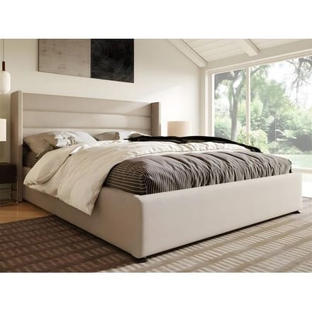 ModernLuxe Linnenopbergbed 160x200cm met lattenbodem - Beige