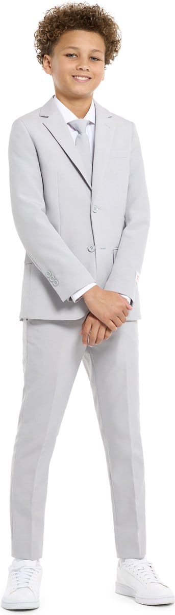OppoSuits - Groovy Grey - Tiener Jongens Pak - Kostuum -Maat EU 170/176