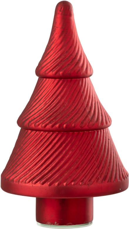 J-Line decoratie Kerstboom Geoxideerd Geribbeld - glas - rood - small