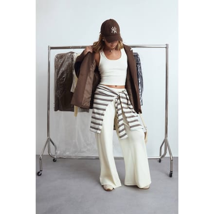 boohoo Dames Extreme Plooien Wijde Pijp Broek | Ivory | Maat: 8