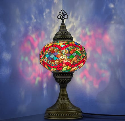 Mozaiek Lamp - handgemaakte tafellamp - E14 - dik glas en messing basis - uniek design