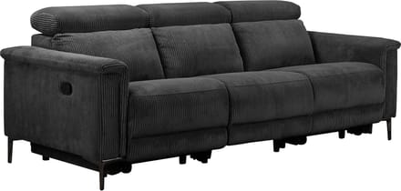 Lund-3Zitsbank - 2 Relaxfauteuils - Antraciet Corduroy
