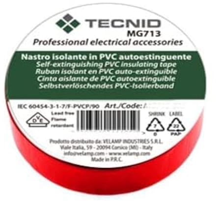 Isolatietape PVC 0,13mm 15mm x 10m - Rood