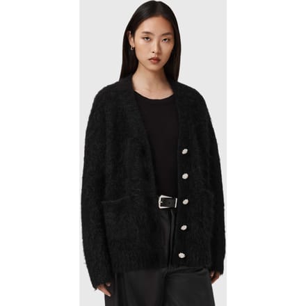 AllSaints Rubi Emb Cardi Black Größe: M | Jacken Outlet | Damen | Schwarz