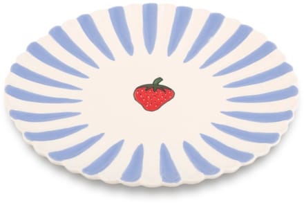 Dinerbord Fruity Strawberry – Paars/Wit – Aardewerk – ø 28 cm - Dishes & Deco