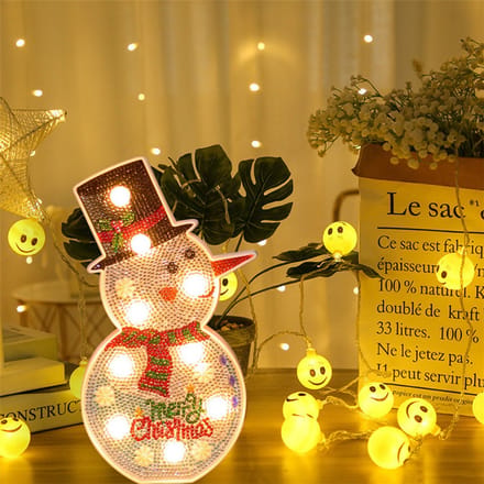 Sneeuwpop met licht - Diamond painting - compleet pakket - Kerst - Kinderen - Diamond painting by Wietske