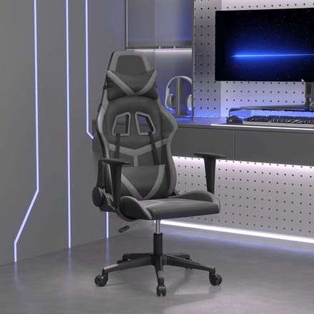 vidaXL - Massage - gamestoel - kunstleer - zwart - en - grijs
