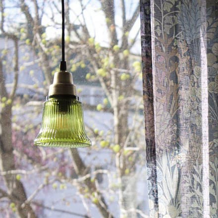 PR Home hanglamp Emmi, groen/messing, glas, stekker, E27