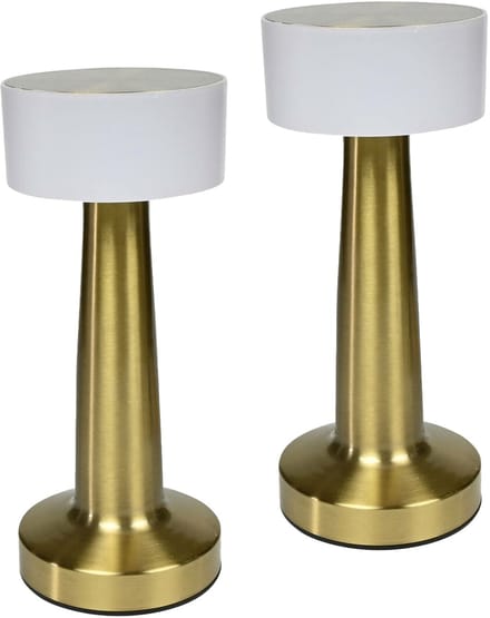 Benson LED tafellamp oplaadbaar - 2x - goud - aanraaksensor - metaal - draadloos - 21 cm