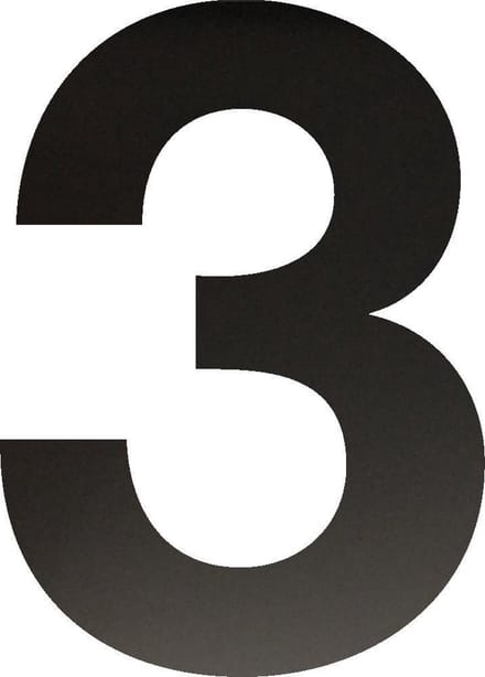 Huisnummer 30 cm - Nummer 3 - Mat Zwart RVS