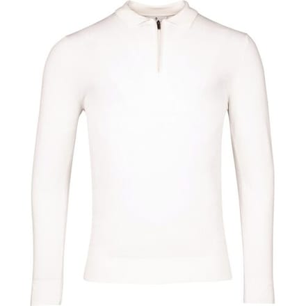 Thomas Maine Trui Pullover Polo Half Zip Collar Single Knit Off White / male