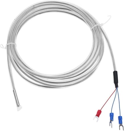 PT100 Thermokoppel Sensor - Temperatuursensor 3-draads - Industriële Temperatuurmeting - Waterdicht Corrosiebestendig - 500 cm - Zilverkleurig