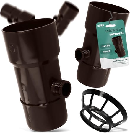 Regenverzamelaar - Regenpijp koppeling - Water Besparen - Solide constructie - 90 mm - Bruin