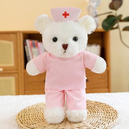 Creatieve witte jas beer pop dokter verpleegster uniform beer pluche speelgoed eenheid activiteit cadeau 30cm + gift bag + light string