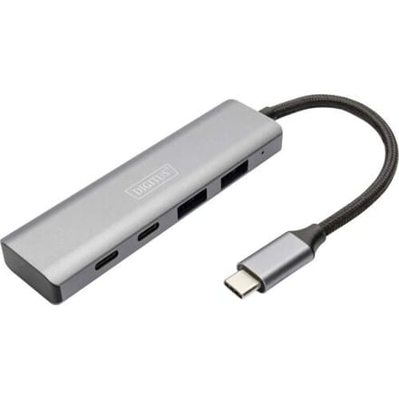 Digitus DA-70245 DA-70245 USB-hub 4 poorten USB-A USB 3.2 Gen2 10 GBit/s Met aluminium behuizing Donkergrijs