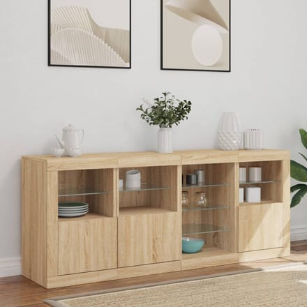 vidaXL - Dressoir - met - LED-verlichting - 164x37x67 - cm - sonoma - eikenkleurig