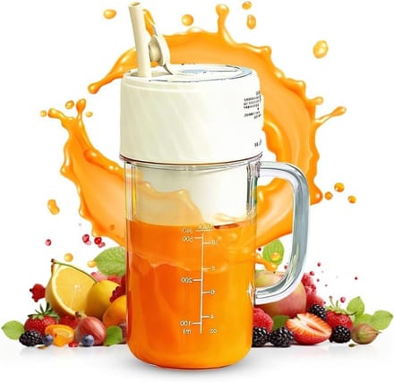 Draagbare Smoothie Maker - Mini Mixer - Gezondheid Onderweg - 6 RVS Bladen - 400 ml - Beige