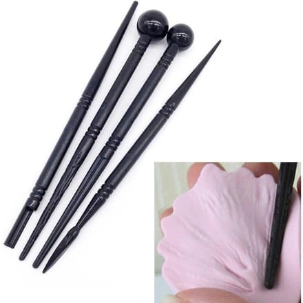 Lot de 4 stylos à gâteau sculptés, outils de modelage de fleurs, moules de décoration de gâteaux fondants, ustensiles de cuisson 4pcs gray